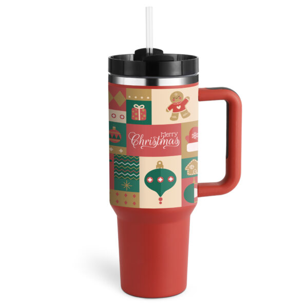 40 Oz Tumbler With Handle Straw Insulated, Stainless Steel Spill Proof Vacuum Coffee Cup Tumbler With Lid Tapered Mug Gifts For Valentine Lover Suitable For Car Gym Office Travel - Image 2