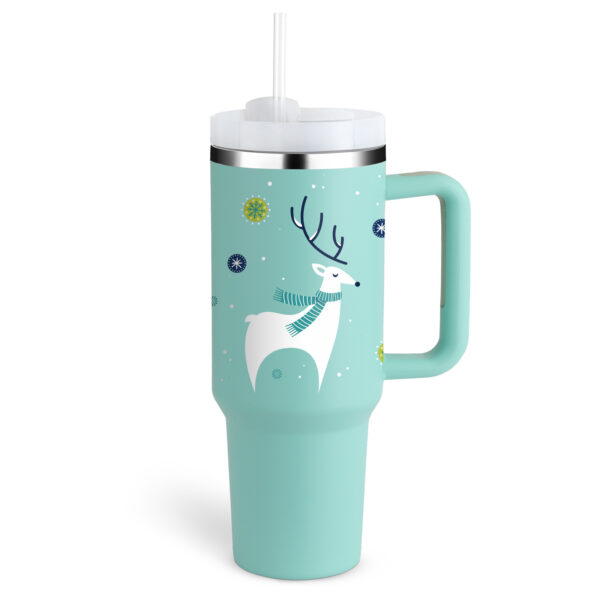 40 Oz Tumbler With Handle Straw Insulated, Stainless Steel Spill Proof Vacuum Coffee Cup Tumbler With Lid Tapered Mug Gifts For Valentine Lover Suitable For Car Gym Office Travel - Image 3